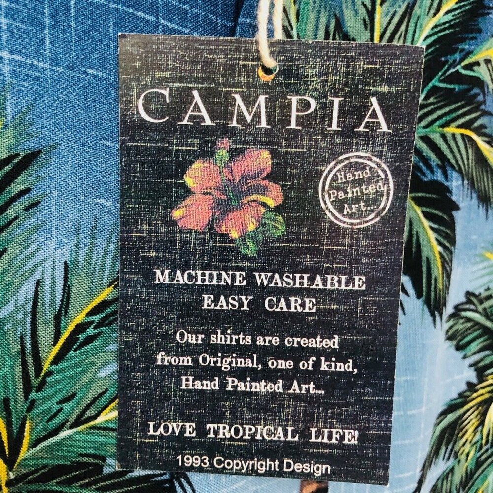 NWT Hawaiian Shirt Men L Allover Aloha Print Camp Tropical Beachy Coastal CAMPIA - Picture 5 of 9
